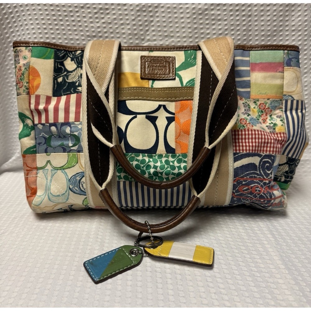 Vintage Y2K Coach Hampton Weekend Patchwork Duffle Tote Bag 10444
